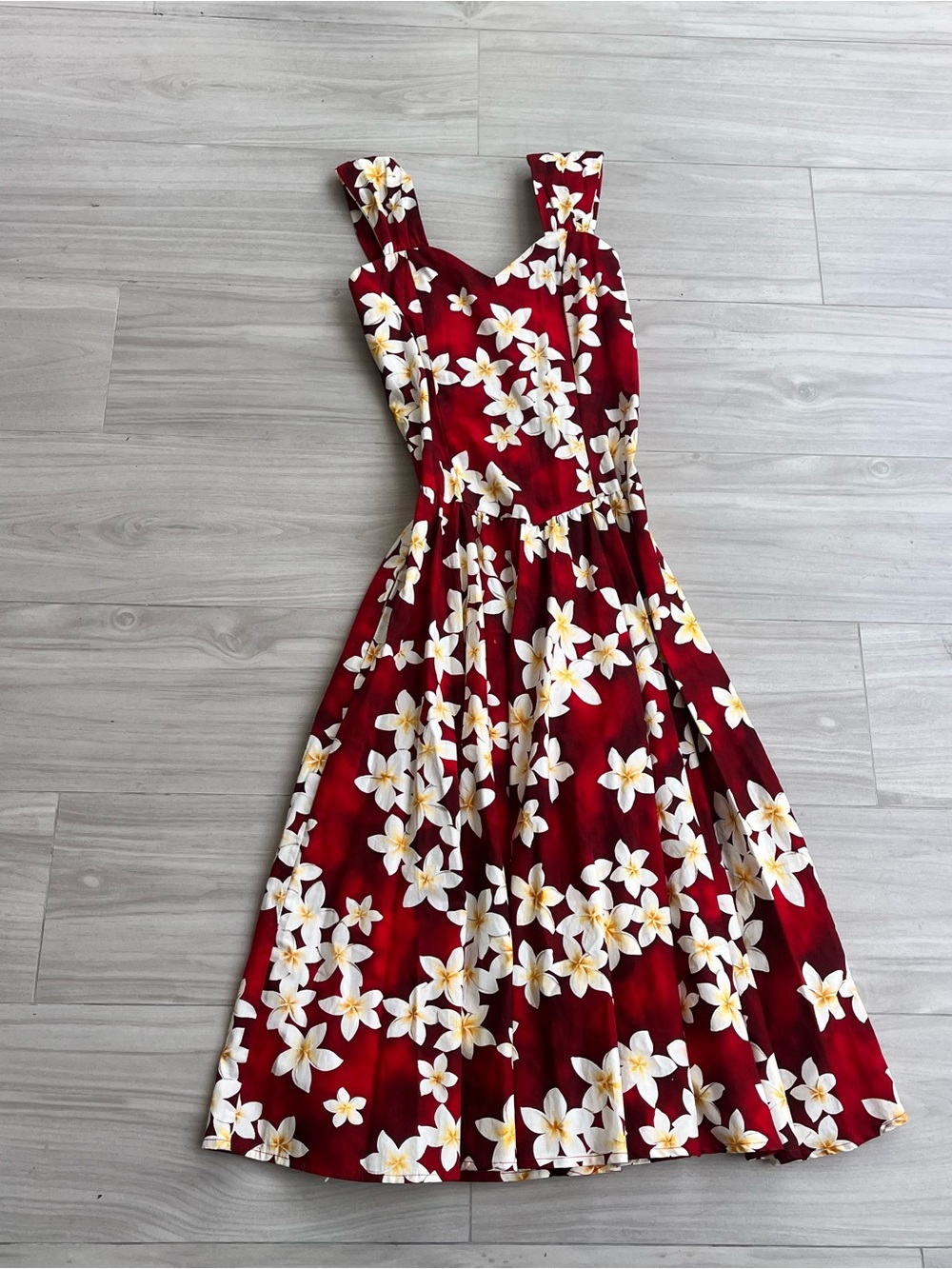 Vintage Royal Hawaiian Creations Midi Floral Sundress Red Size Medium